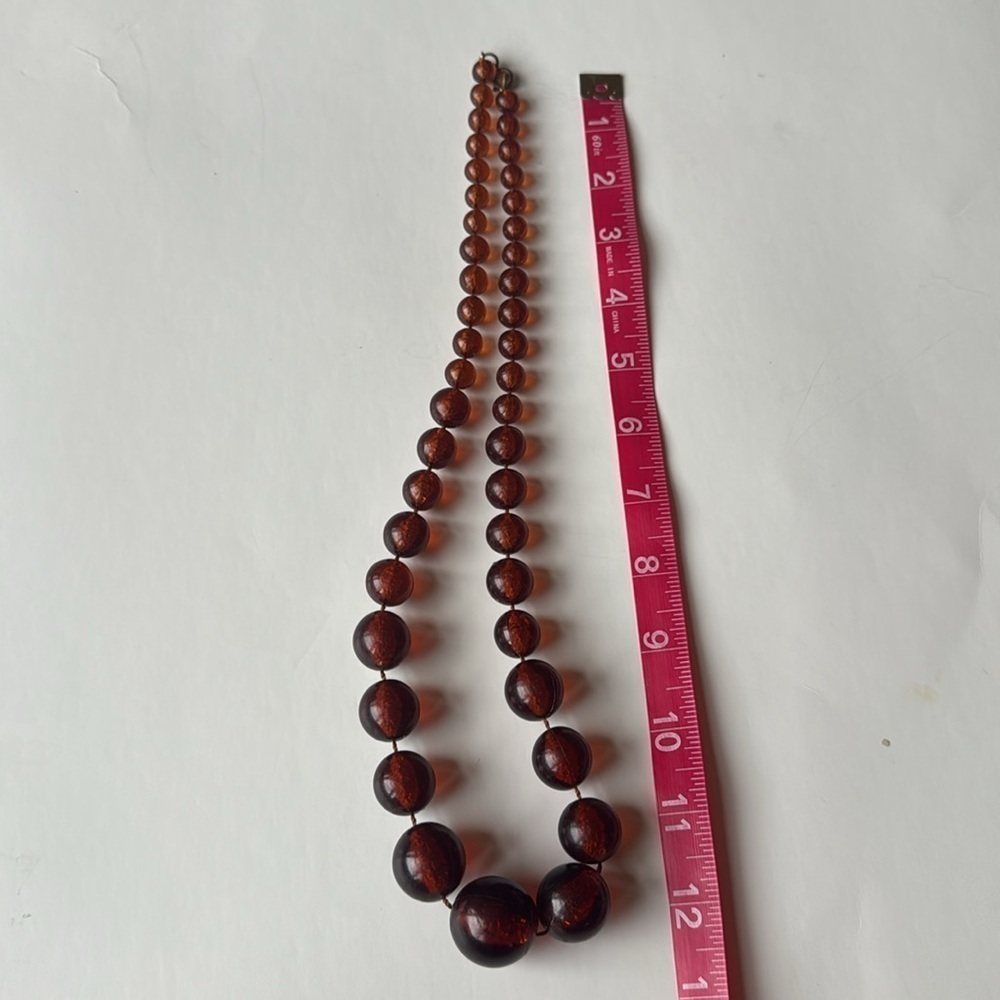 Vintage Elegant Amber Color Plastic Beaded Necklace - Picture 4 of 4